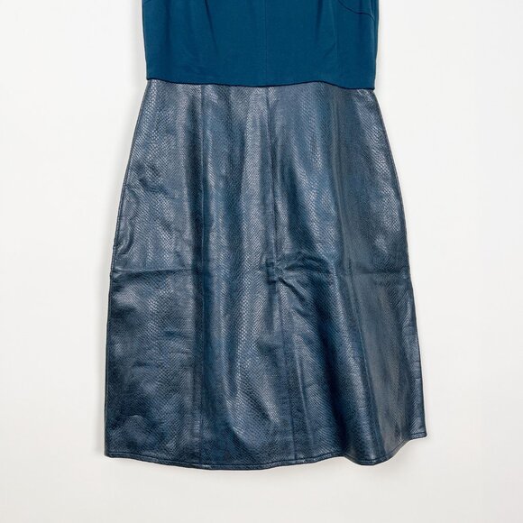 Stunning Cocktail Sheath Dress Mini Midi Faux Leather Wedding Guest Quiet Luxury - Picture 5 of 8